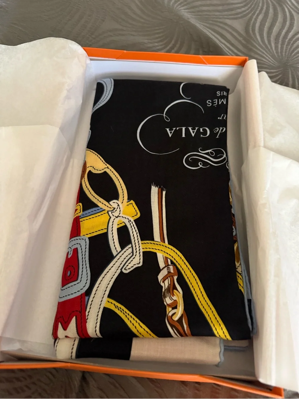 Hermes Brides de Gala Silk Scarf in Black, Red, White, Yellow, Blue
